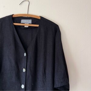 Vintage 90’s‎ Carol Anderson black short sleeve tunic shirt linen size 16